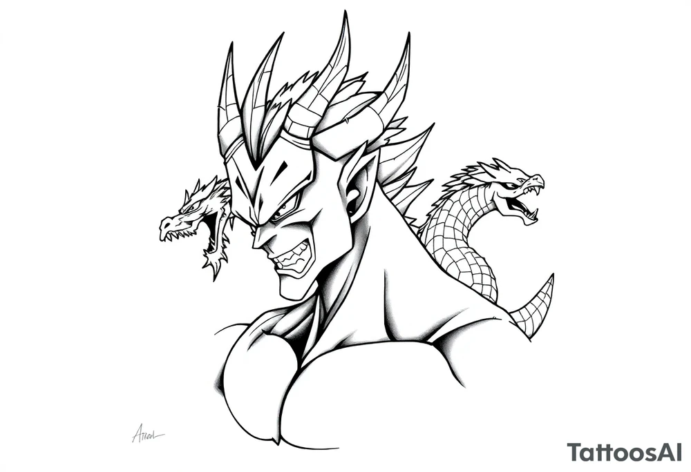 Omega shenron with 7 dragon balls tattoo idea