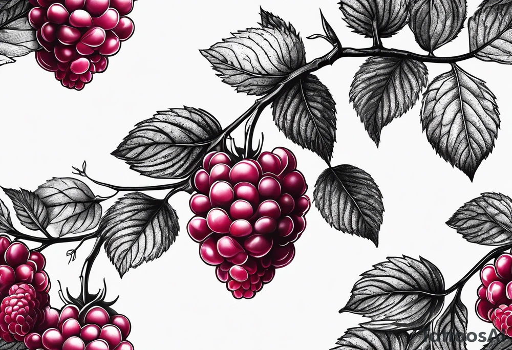 a long raspberry branch that is hanging upside down tattoo idea