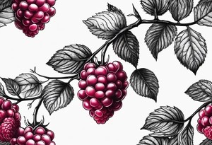 a long raspberry branch that is hanging upside down tattoo idea