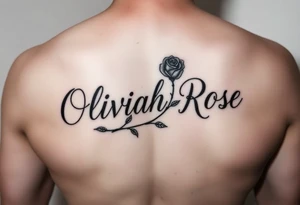 The name Oliviah Rose written as the rose stem spelt as the name
Girl tattoo tattoo idea