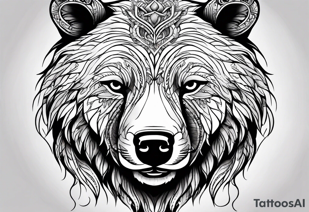 Bear face tattoo idea