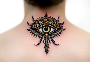 A black and gold Eye of Horus. tattoo idea