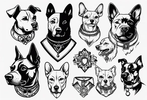a dog with 12 collars tattoo idea