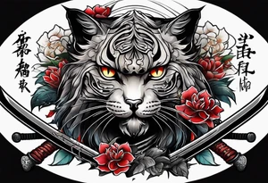A dead samurai cat tattoo idea
