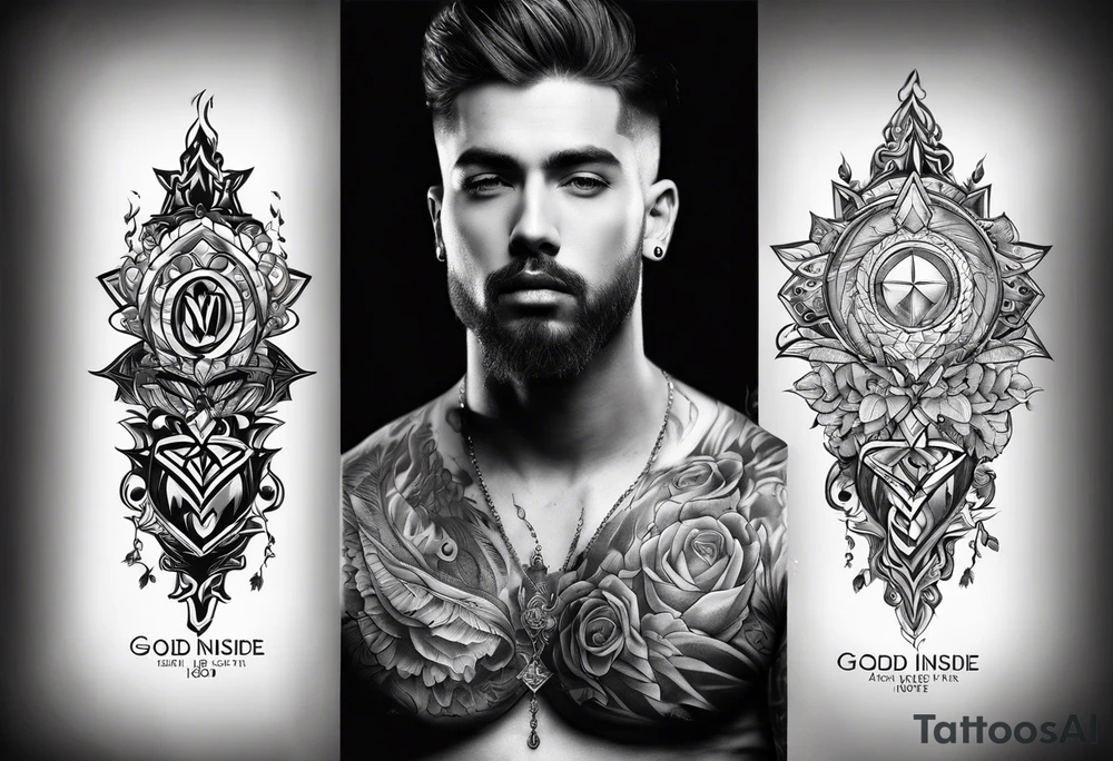 Men's tattoo. "God is inside me" tattoo idea