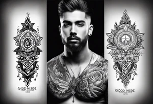 Men's tattoo. "God is inside me" tattoo idea