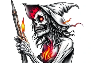 Zombie witch burned at the stake tattoo idea