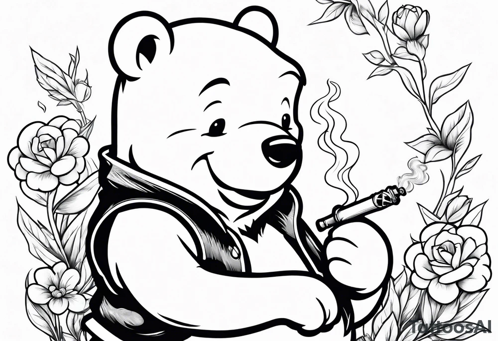 Winnie Pooh smoking joint tattoo idea