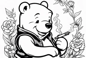 Winnie Pooh smoking joint tattoo idea