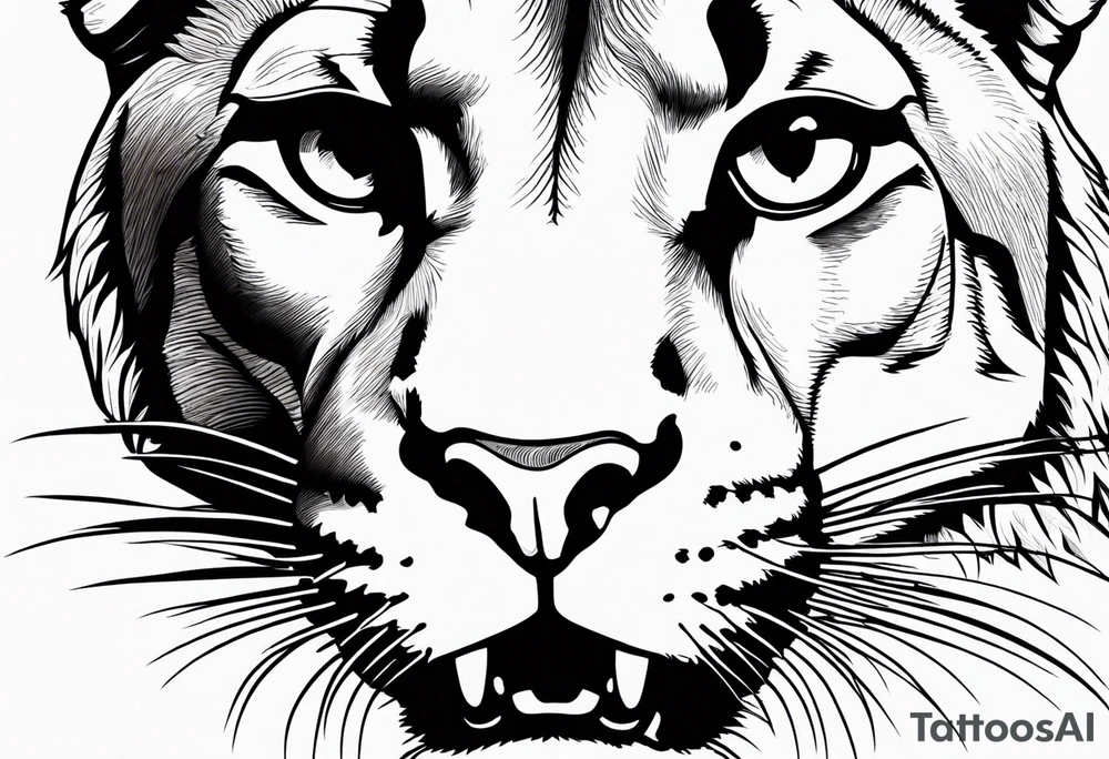 mountain lion face, teeth showing tattoo idea