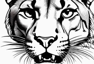 mountain lion face, teeth showing tattoo idea