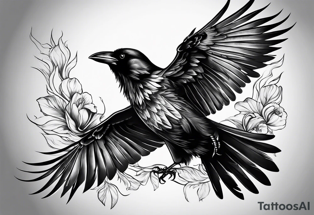 crows in flight tattoo idea