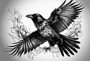 crows in flight tattoo idea