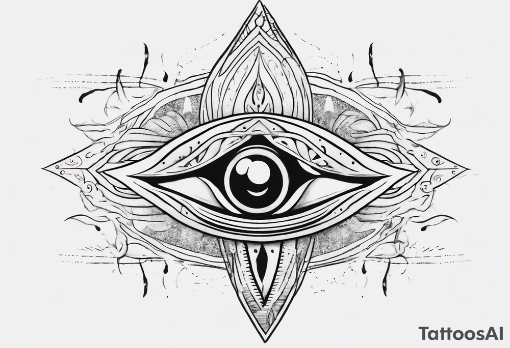 Third eye abstract fine line sketch style with artistic fill tattoo idea