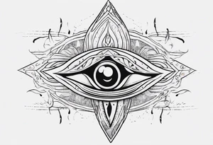 Third eye abstract fine line sketch style with artistic fill tattoo idea