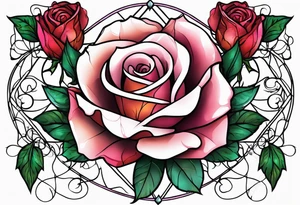the word Crystal with rose vines going through it tattoo idea