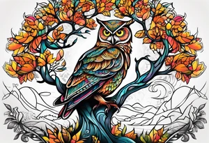 owl tree tattoo idea