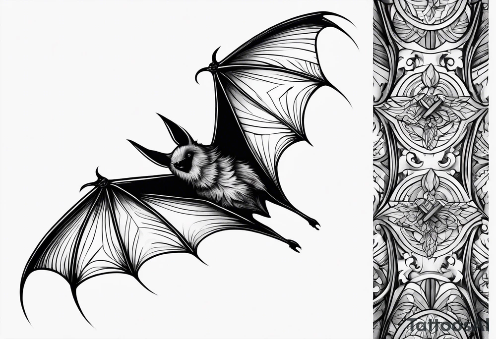 tall skinny bat minimal detail tattoo idea
