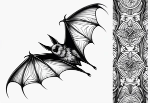tall skinny bat minimal detail tattoo idea