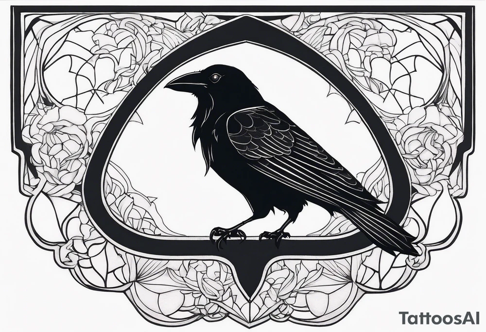 tall Raven chest facing out tattoo idea