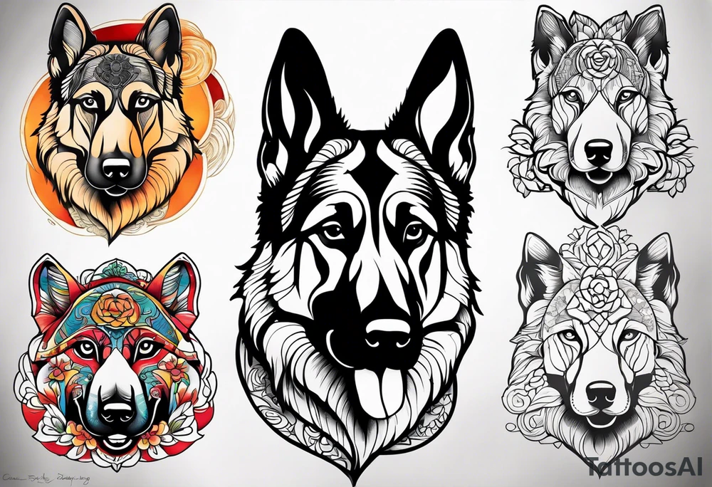 German shepherd dog tattoo idea