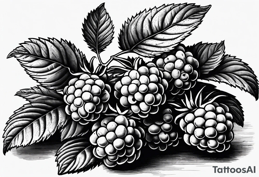 a minimalist raspberry bush that would go vertical down the leg tattoo idea