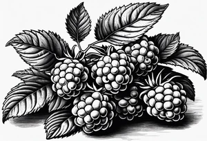 a minimalist raspberry bush that would go vertical down the leg tattoo idea