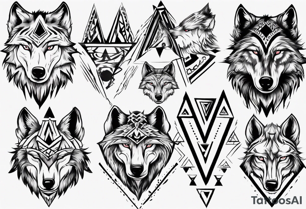 wolf head with a triangle on forehead tattoo idea