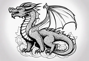 Old school dragon going up tattoo idea