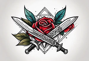 Messer mit Stacheldraht und Rose tattoo idea