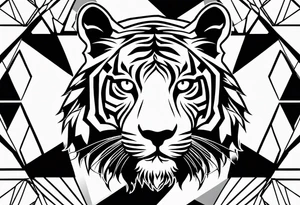 Tiger silhouette with sacred geometry and shapes tattoo idea