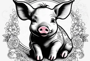 cute piglet.
with text: "friends not food" tattoo idea