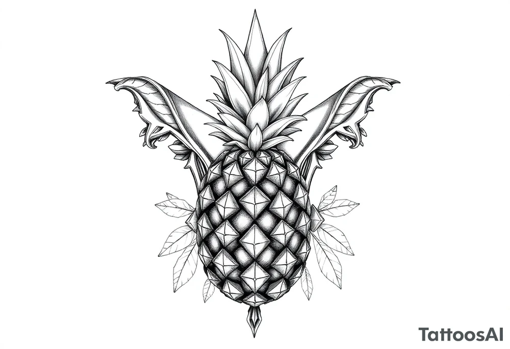 Design around a vagina and anus using a majestic pineapple with diamonds,, vagina, anus, tattoo idea