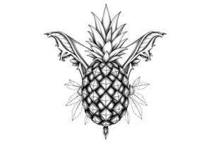Design around a vagina and anus using a  majestic pineapple with diamonds,, vagina, anus, tattoo idea