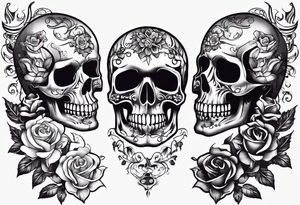 neck tattoo stencil about pain and struggle in new school or polka trash style with flowers and/or skulls tattoo idea