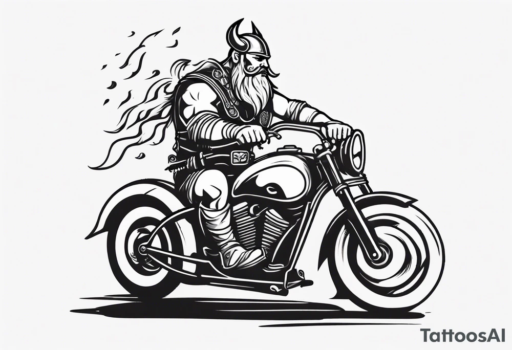 A Viking and a Pitt bull driving a motorcycle tattoo idea