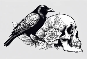 Raven on a Skull tattoo idea