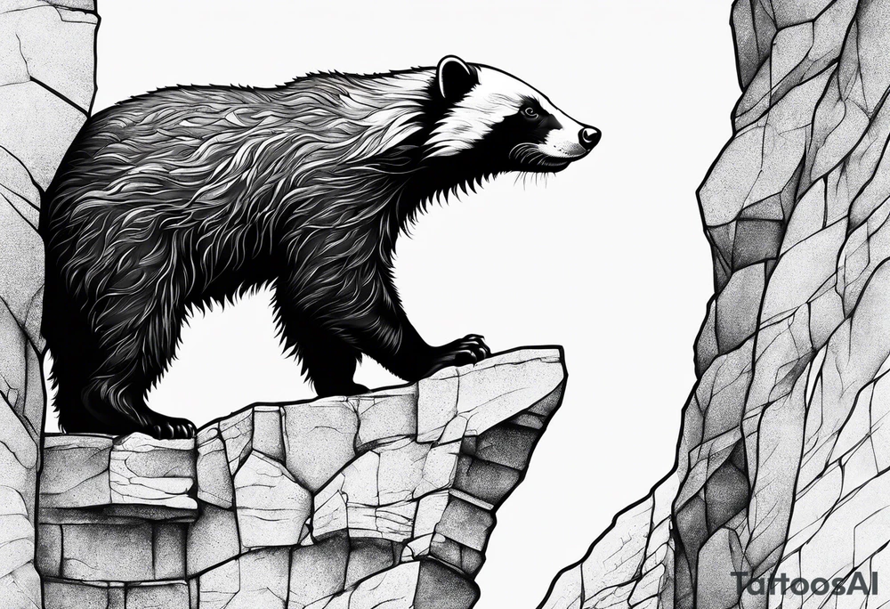 honey badger climbing up wall tattoo idea