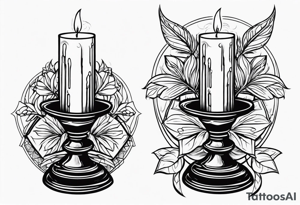 vintage candle holder with a broken candle stick tattoo idea