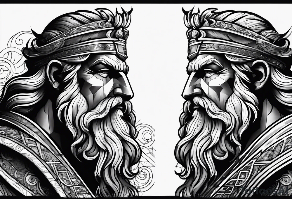 powerful majestic zeus, dark theme ship tattoo idea