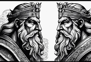 powerful majestic zeus, dark theme ship tattoo idea