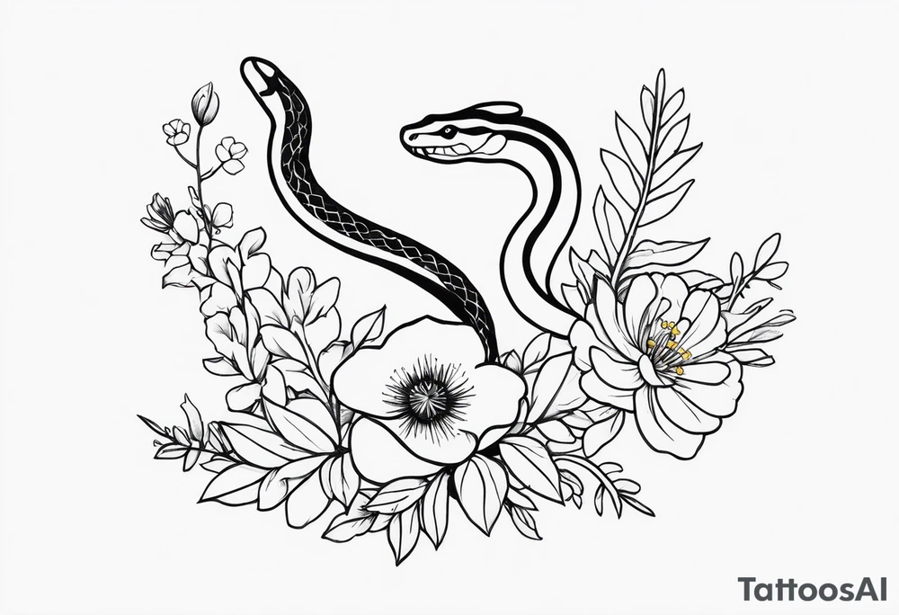 Snakes and wild flower tattoo idea