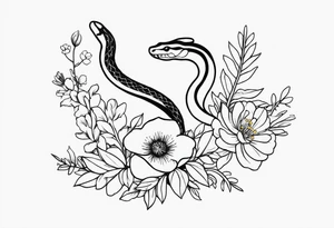 Snakes and wild flower tattoo idea