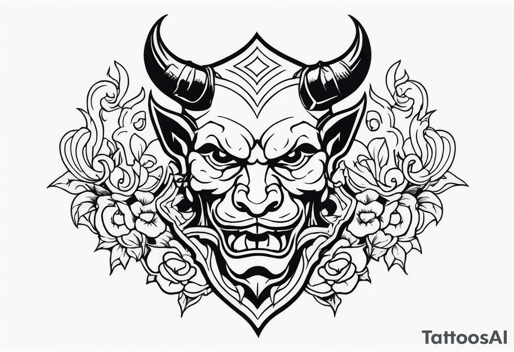 old school devil placed in the chest tattoo idea