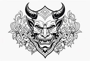 old school devil placed in the chest tattoo idea