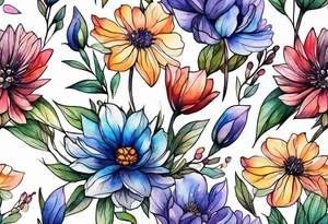 wild flowers all watercolor tattoo idea