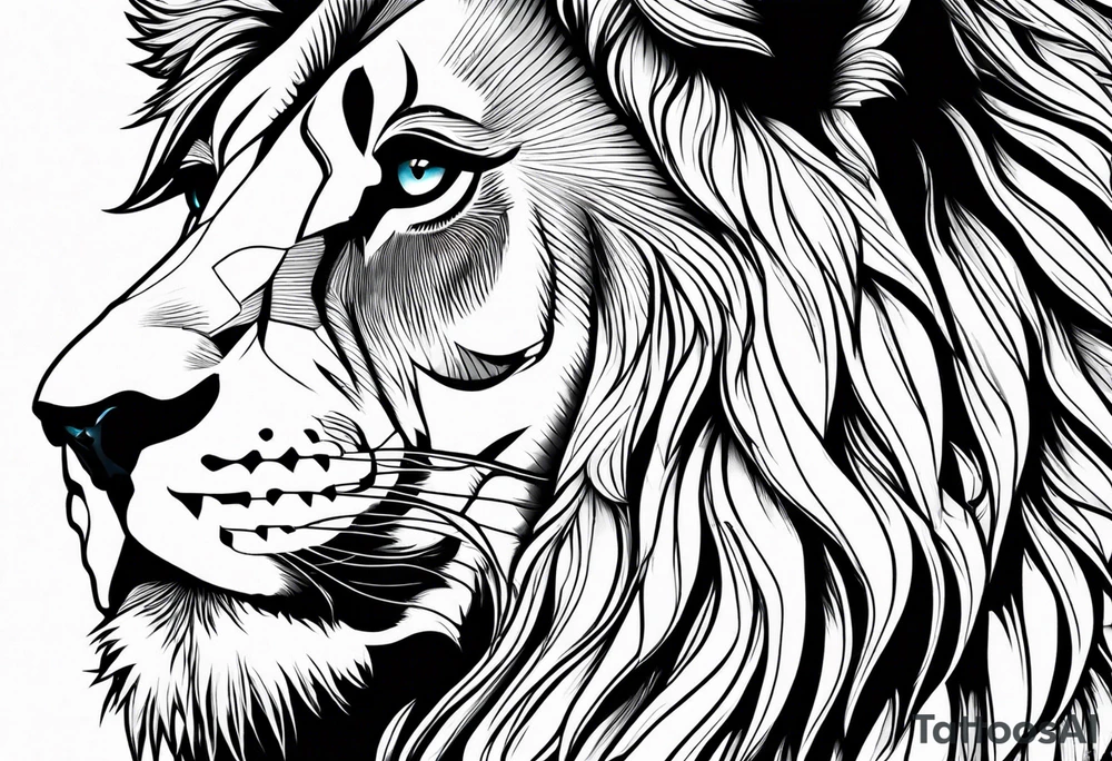 powerful majestic lion, close-up tattoo idea