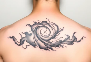 swirly smoky flowing galaxy with stipple shading tattoo idea