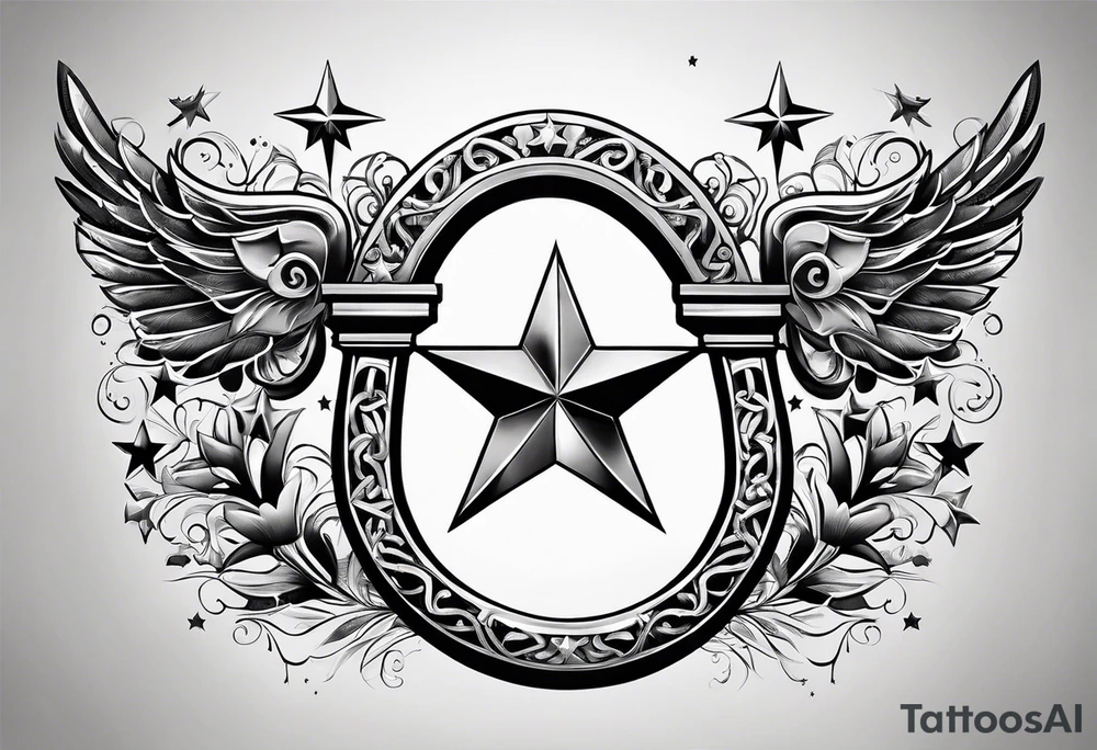horseshoe with stars tattoo idea