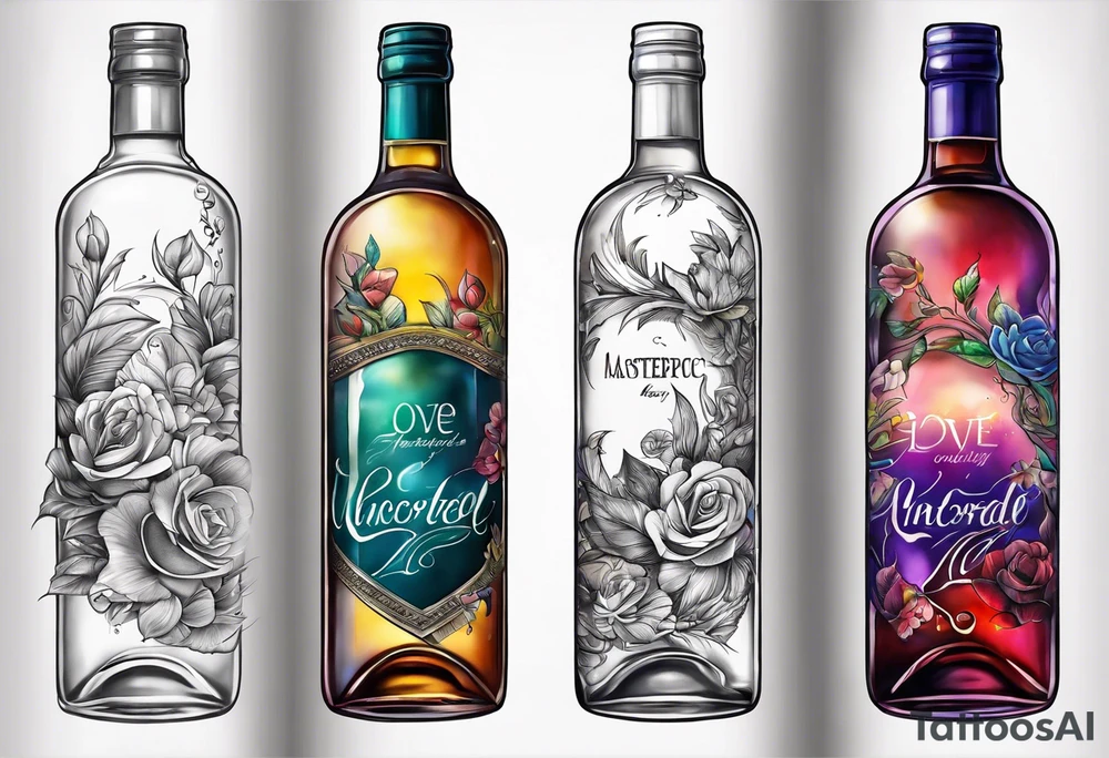 Love coming out of an uncorked bottle tattoo idea